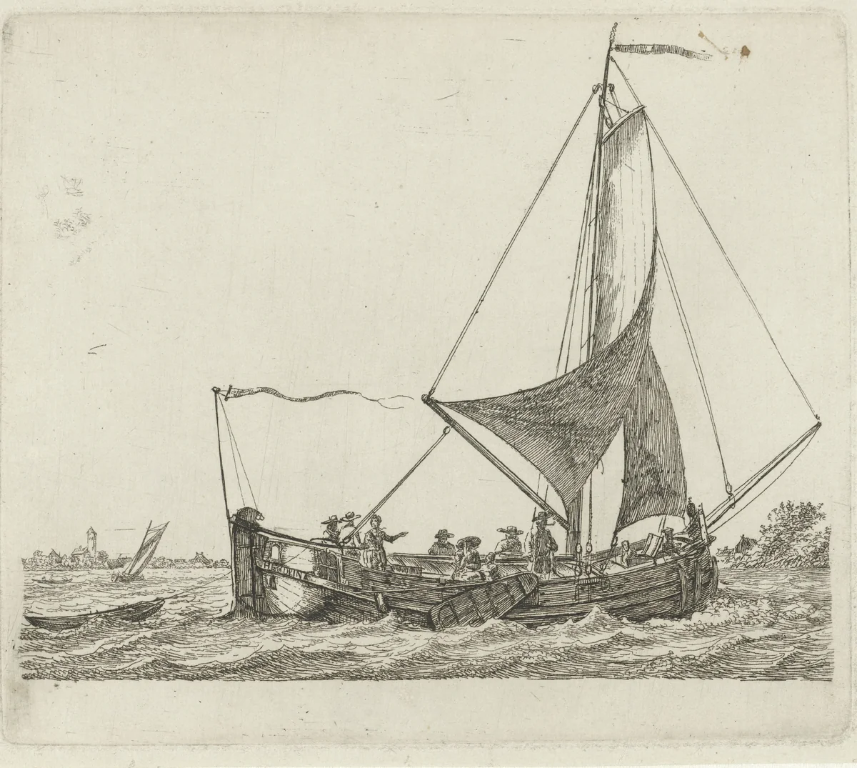 Poon met negen figuren by Gerrit Groenewegen, print, 1791