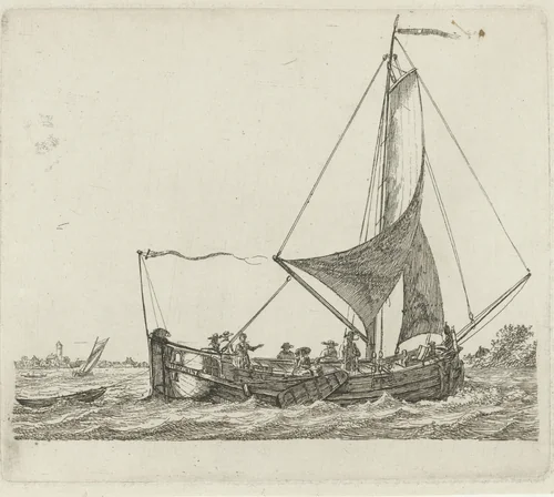 Poon met negen figuren by Gerrit Groenewegen, print, 1791