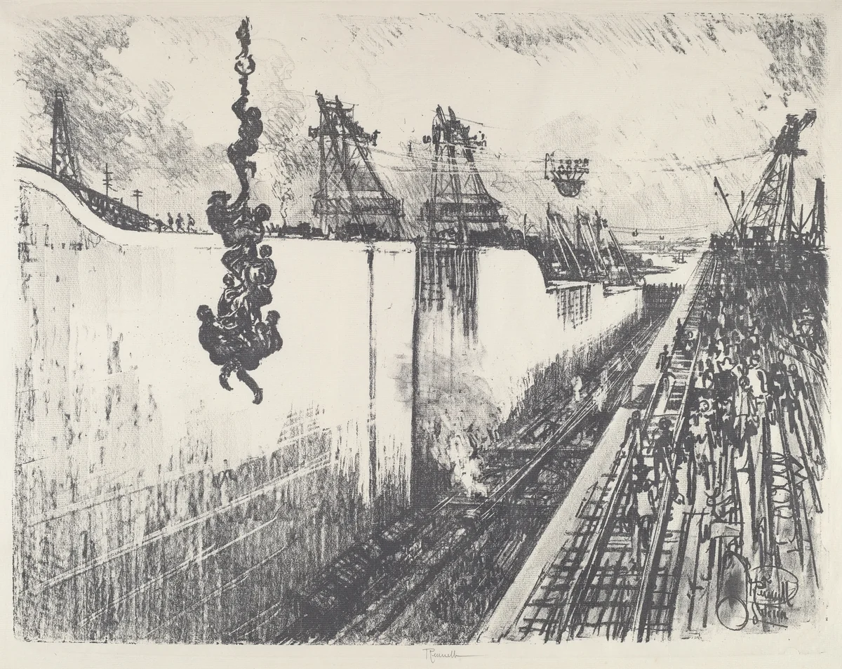 Dinner Time, Gatun Lock by Joseph Pennell, print, 1912