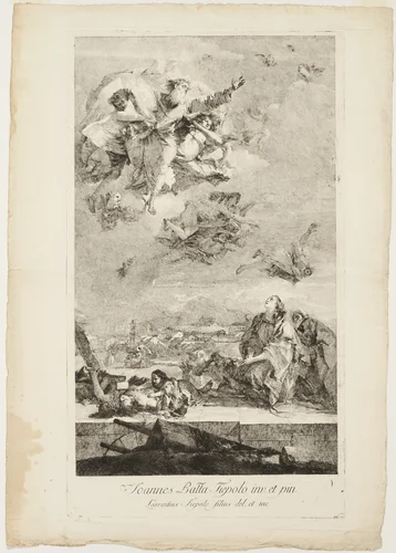 Saint Thecla Praying for the End of the Plague in the City of Este by Lorenzo Tiepolo, print, 1759-1761