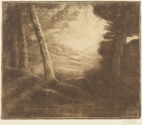 Water's Edge by Morning Light (Au bord de l'eau (Effet du matin)) by Alphonse Legros, print, 1837-1911