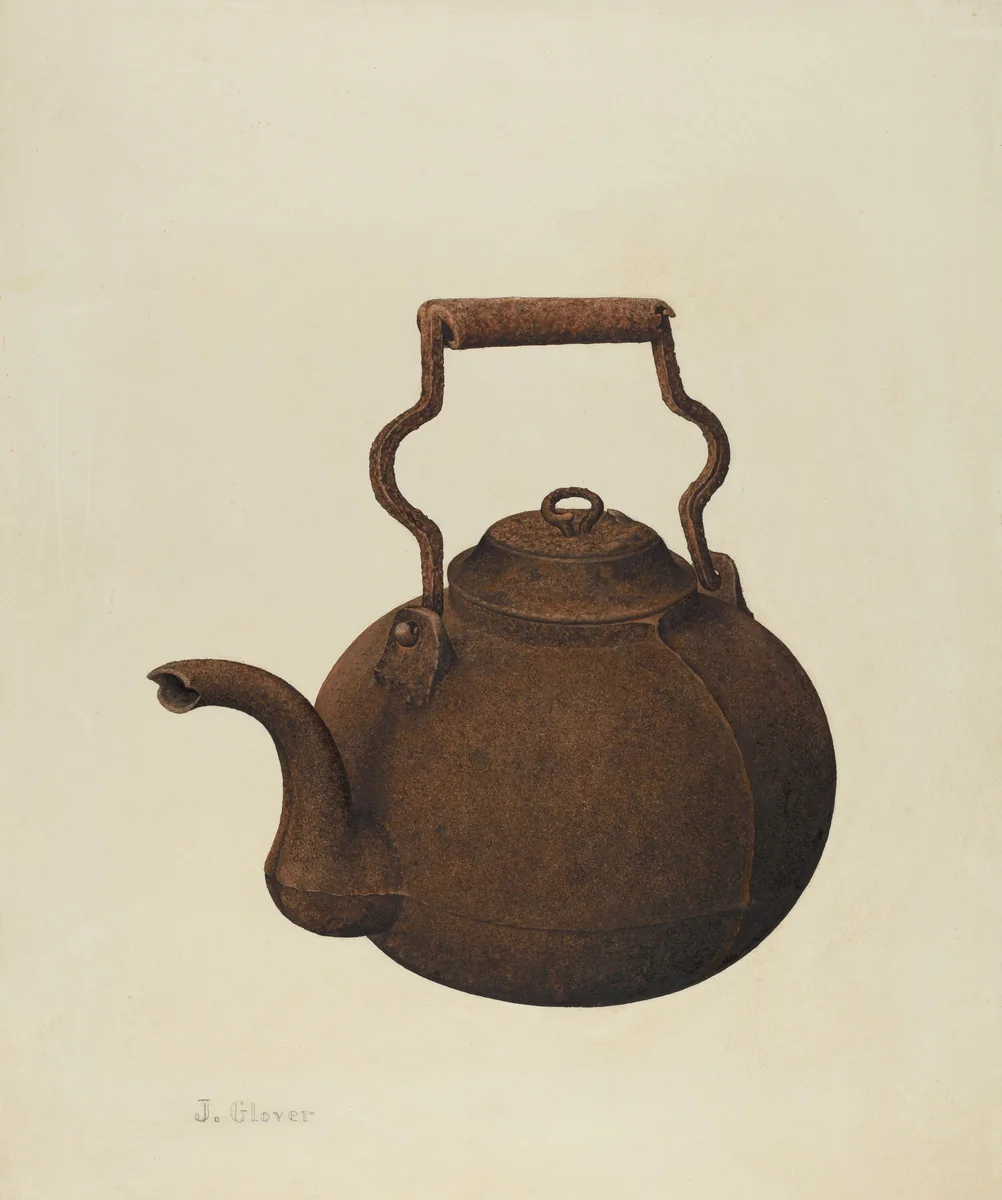 Kettle by Joseph Glover, index of american design, 1935-1942