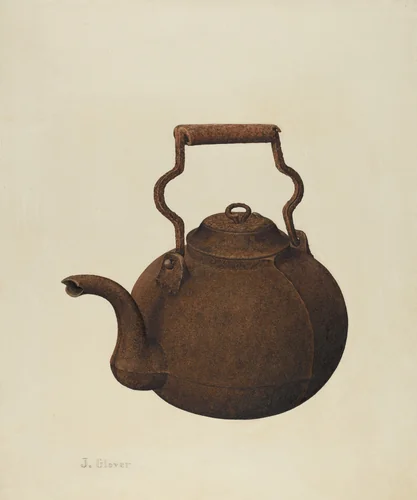 Kettle by Joseph Glover, index of american design, 1935-1942