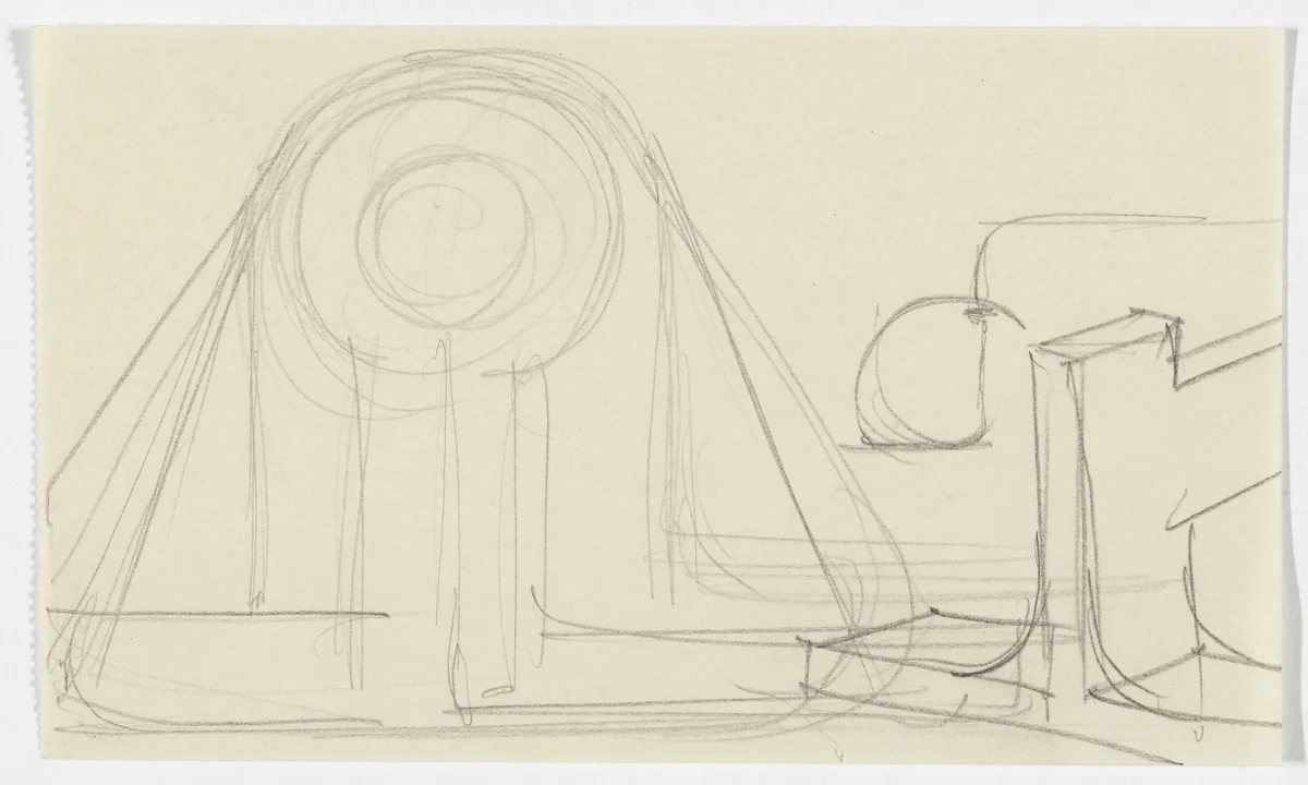 Chair Base (Elevation and perspective sketch) by Ludwig Mies van der Rohe, mies van der rohe archive, 1926