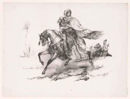 Odalisk op een Perzisch paard by anonymous, print, 1835
