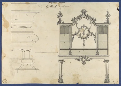 Gothick [Gothic] Cabinet, from Chippendale Drawings, Vol. II by Thomas Chippendale, drawing, 1754