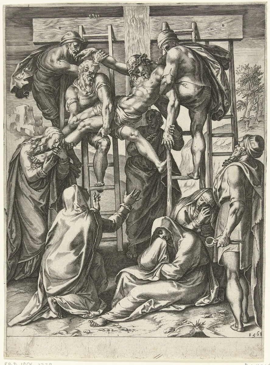 Kruisafneming by Cornelis Cort, print, 1568