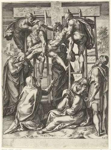 Kruisafneming by Cornelis Cort, print, 1568