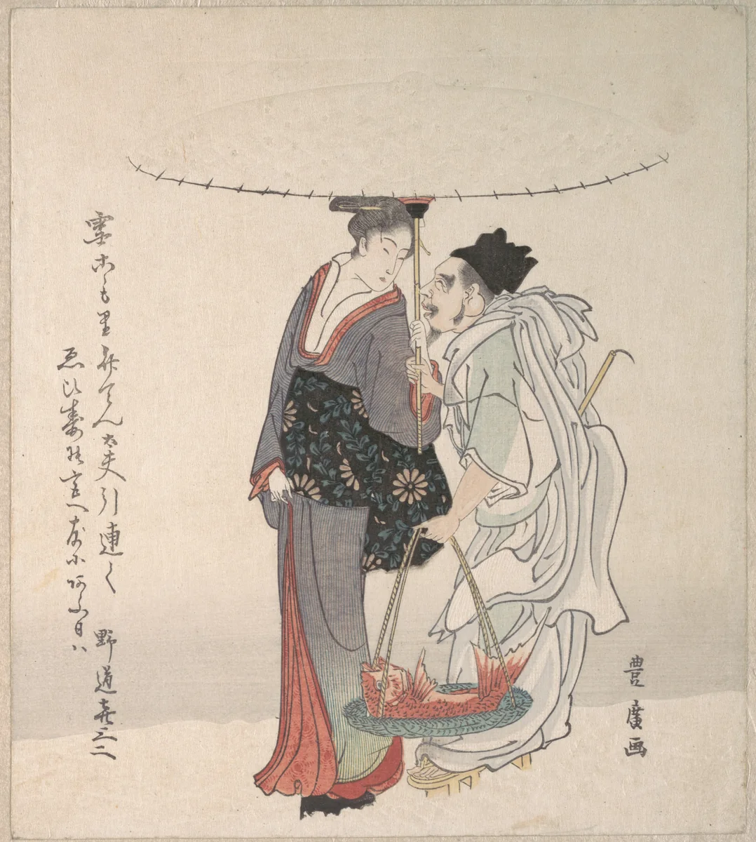 Ebisu and Benten Walking in the Snow by Utagawa Toyohiro (歌川豊広), print, 1763-1828