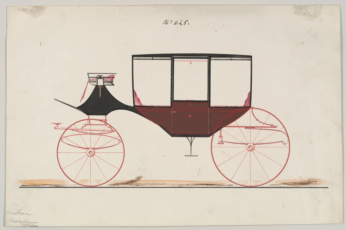 Curtain Coach #625 by Brewster & Co., drawing, 1865-1885