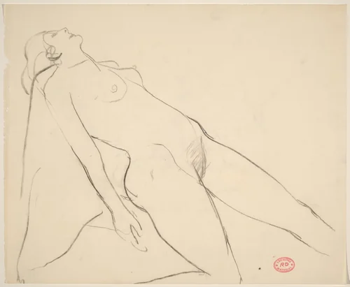 Untitled [female nude leaning back] by Richard Diebenkorn, drawing, 1955-1967
