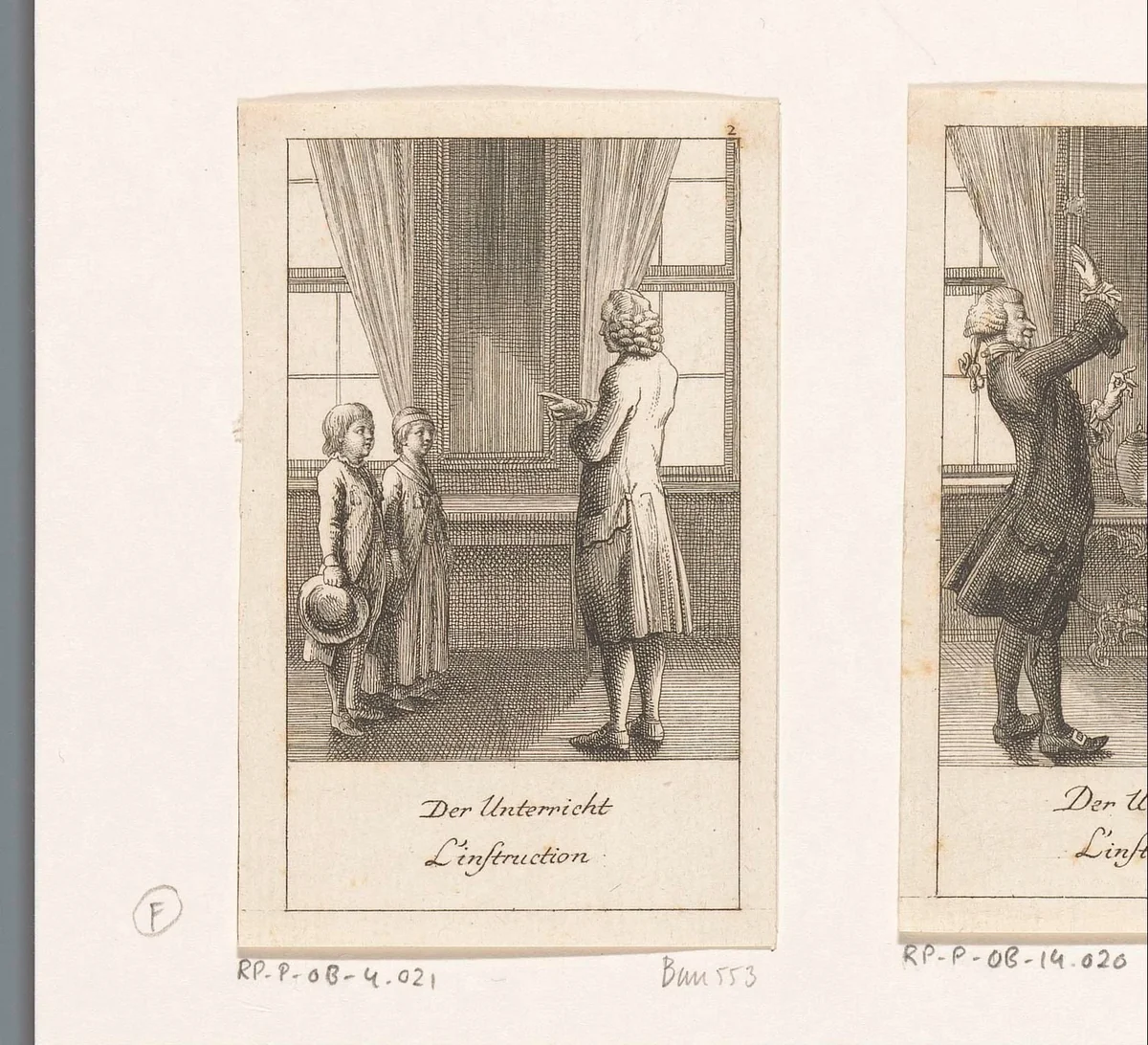 Twee kinderen krijgen les by Daniel Nikolaus Chodowiecki, print, 1778