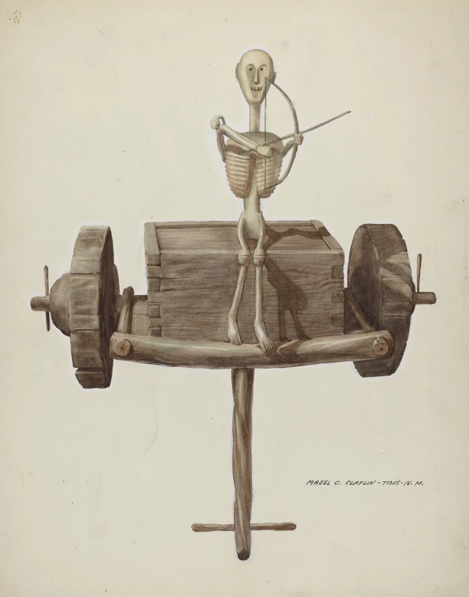 Penetente Death Cart & Death Figure by Majel G. Claflin, index of american design, 1937