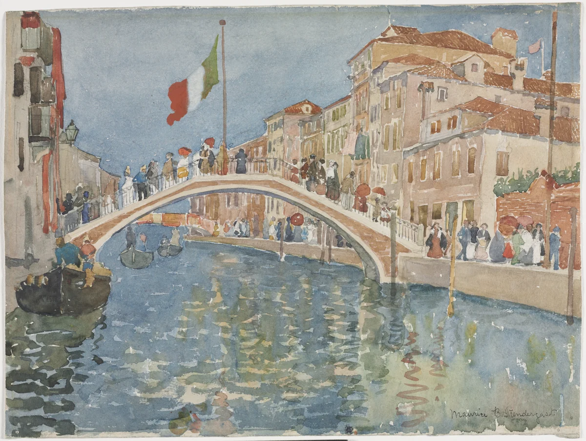 A Bridge in Venice by Maurice Prendergast, drawing, 1899