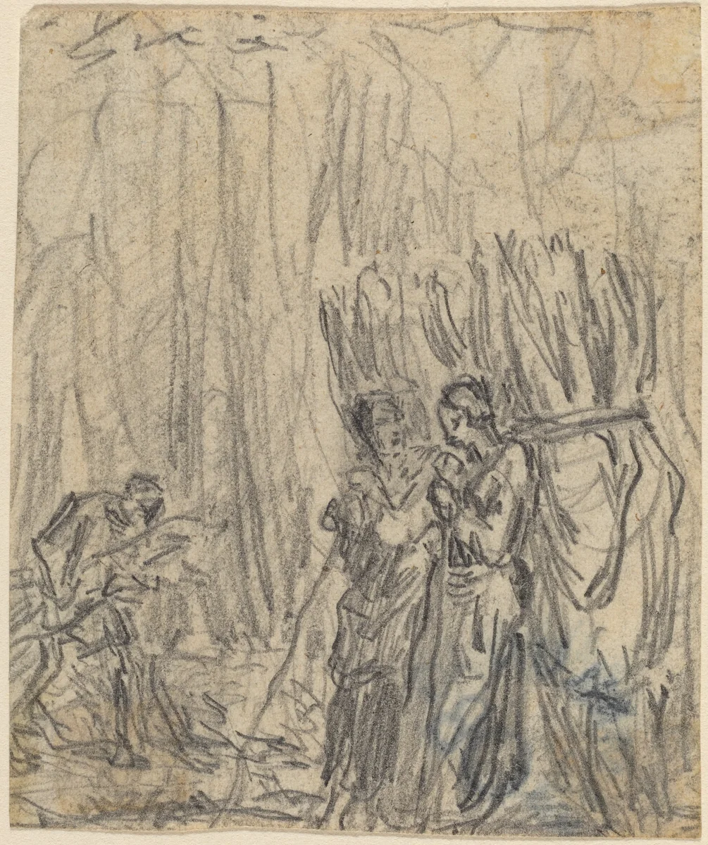 Gleaners by Théodore Rousseau, drawing, 1812-1867