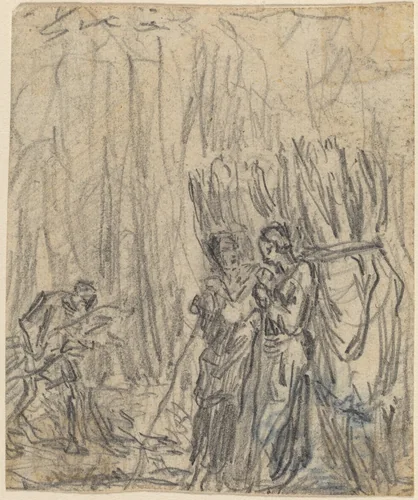 Gleaners by Théodore Rousseau, drawing, 1812-1867