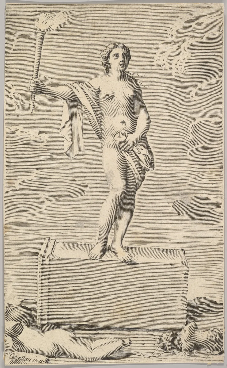 Feminine Figure by Claude Mellan, print, 1600-1688