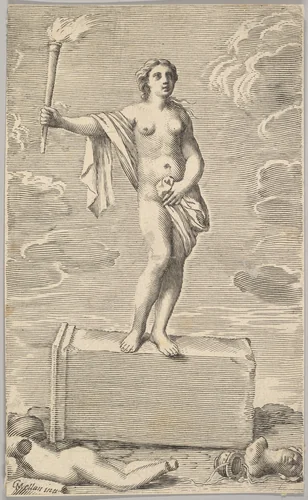 Feminine Figure by Claude Mellan, print, 1600-1688