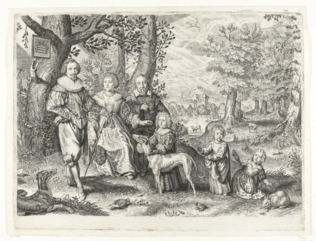 Portret van Guy Michel Lejay en zijn familie by Crispijn van de Passe, print, 1618-1630