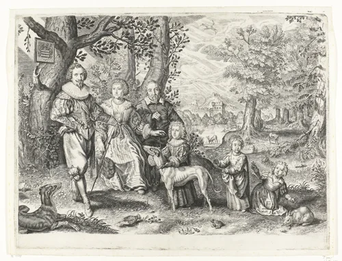 Portret van Guy Michel Lejay en zijn familie by Crispijn van de Passe, print, 1618-1630