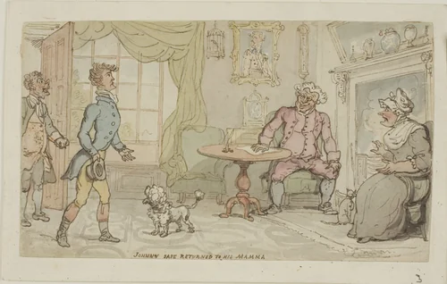Johnny Safe Returned to His Mamma by Thomas Rowlandson, painting, 1776-1827