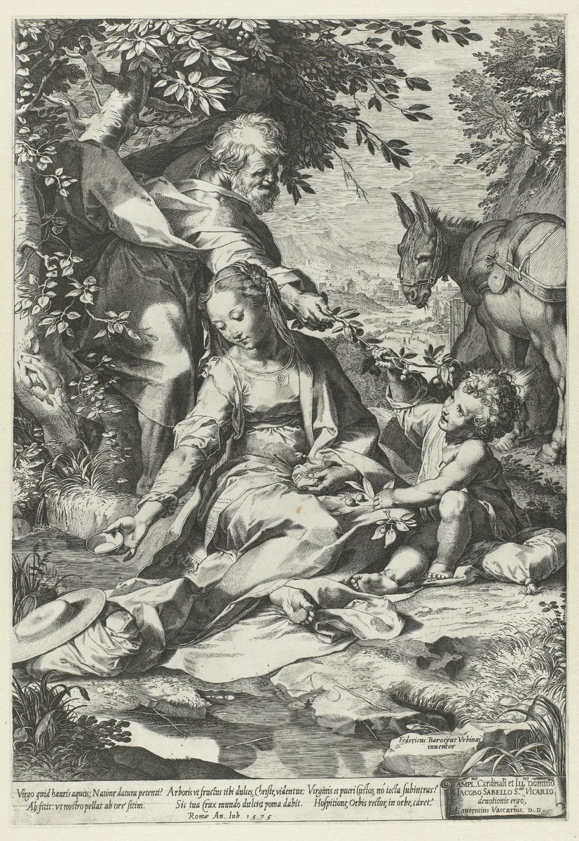 Rust op de terugtocht uit Egypte by Unknown, print, 1575