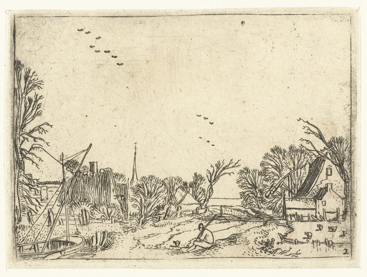 Dorp by Esaias van de Velde, print, 1614