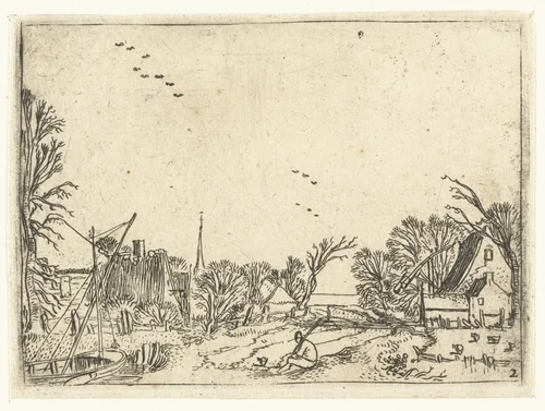 Dorp by Esaias van de Velde, print, 1614
