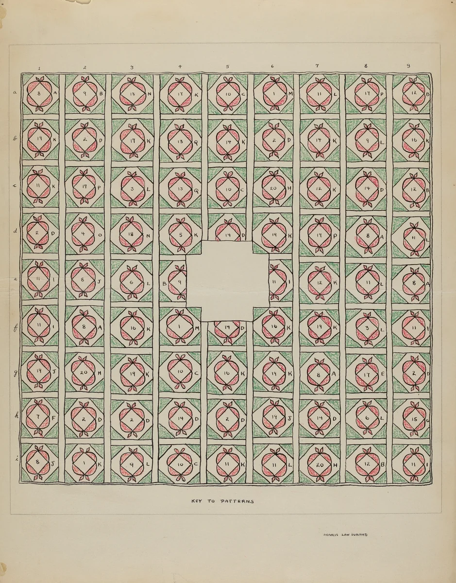 Quilt by Francis Law Durand, index of american design, 1935-1942