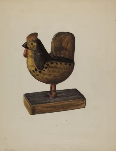 Pa. German Toy Rooster by Mina Lowry, index of american design, 1937