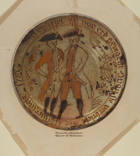 Pa. German Pie Plate by Elmer G. Anderson, index of american design, 1937