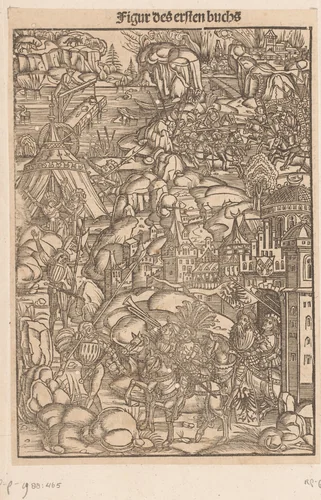 Veldslag van Julius Caesar tegen de Galliërs by anonymous, print, 1508