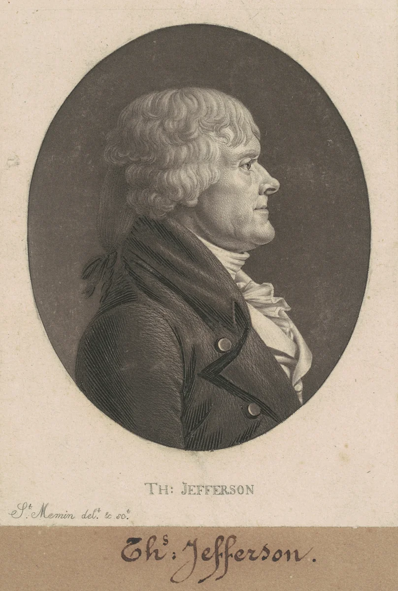 Thomas Jefferson by Charles B. J. Févret de Saint-Mémin, print, 1804