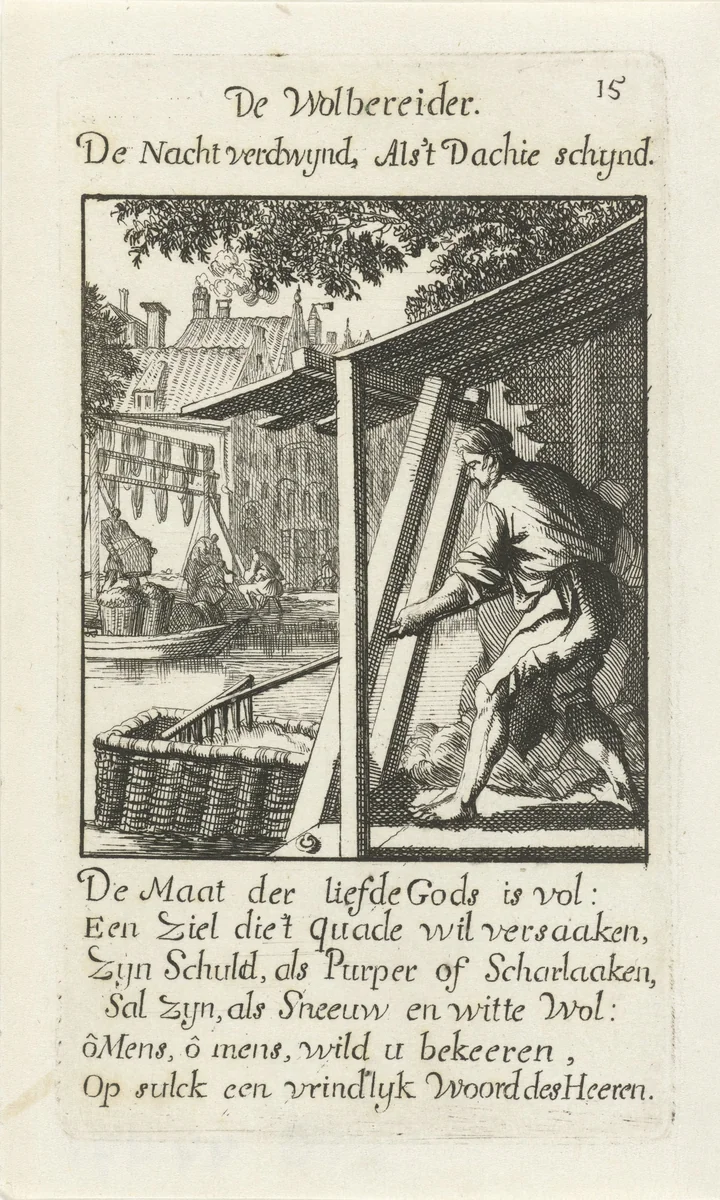 Wolbereider by Caspar Luyken, print, 1694