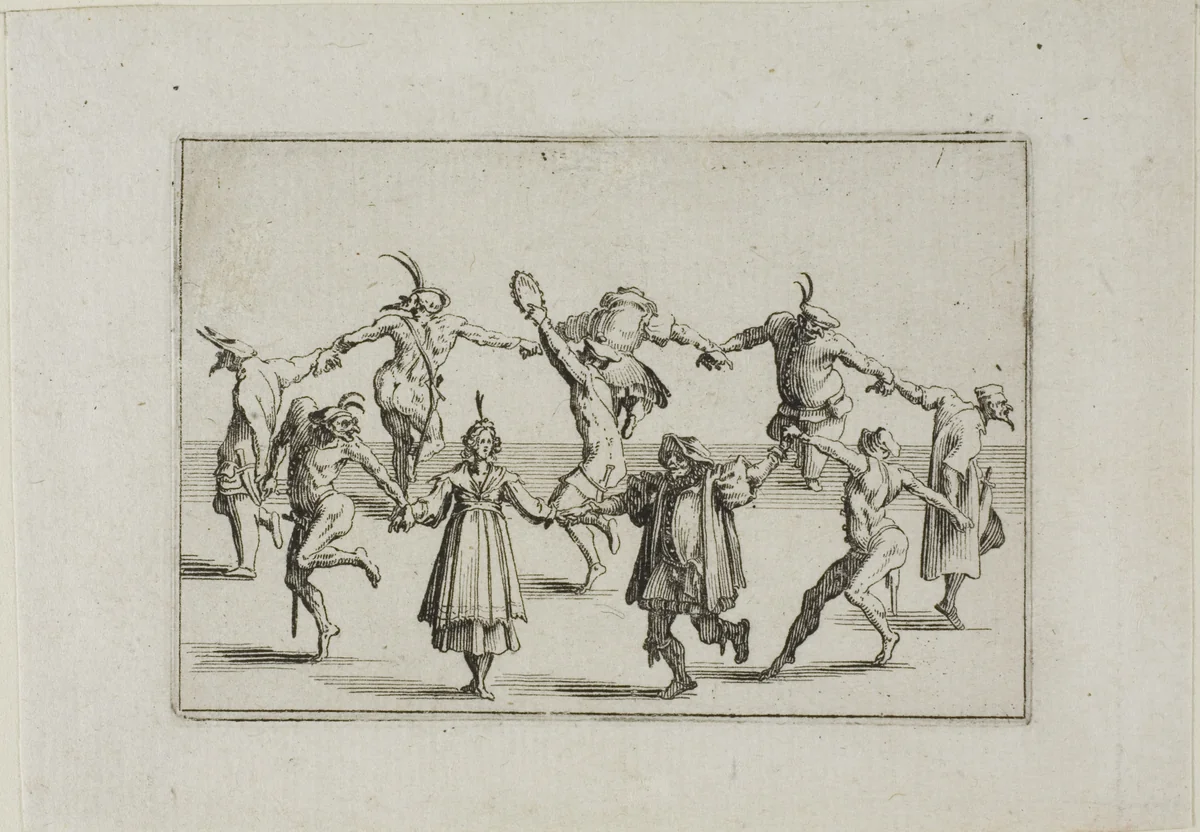 La Ronde (The Round Dance), from The Caprices by Jacques Callot, print, 1617-1627