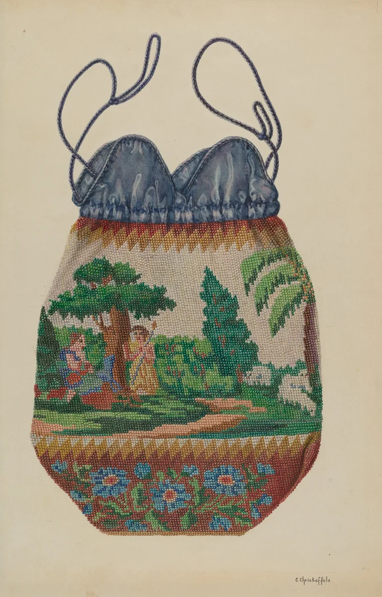 Beaded Bag by Cornelius Christoffels, index of american design, 1935-1942