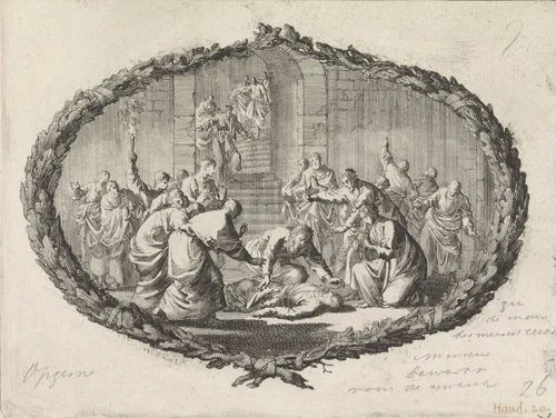 Paulus ontfermt zich over de gevallen Eutychus by Jan Luyken, print, 1700