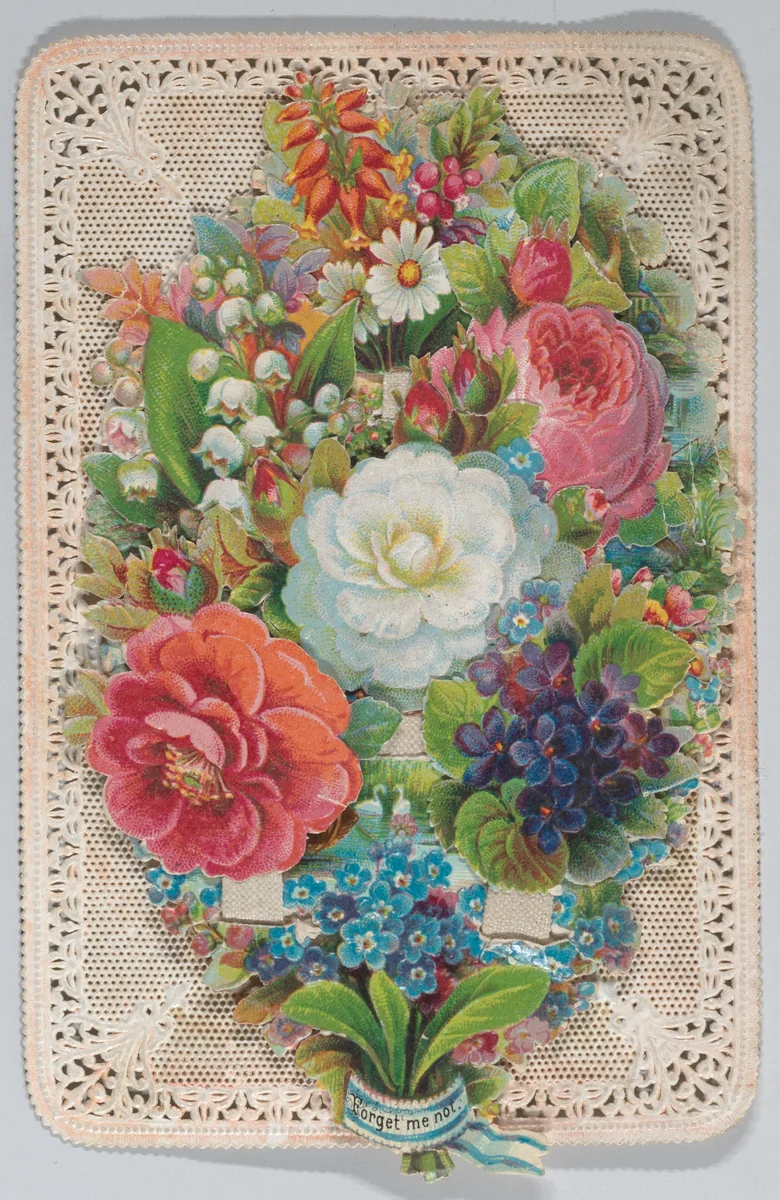 Valentine - Mechanical - flowers reveal happy messges by anonymous, other, 1870-1880