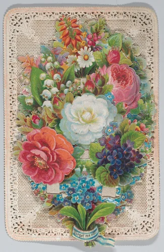 Valentine - Mechanical - flowers reveal happy messges by anonymous, other, 1870-1880