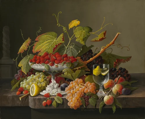 An Abundance of Fruit by Severin Roesen, painting, 1860