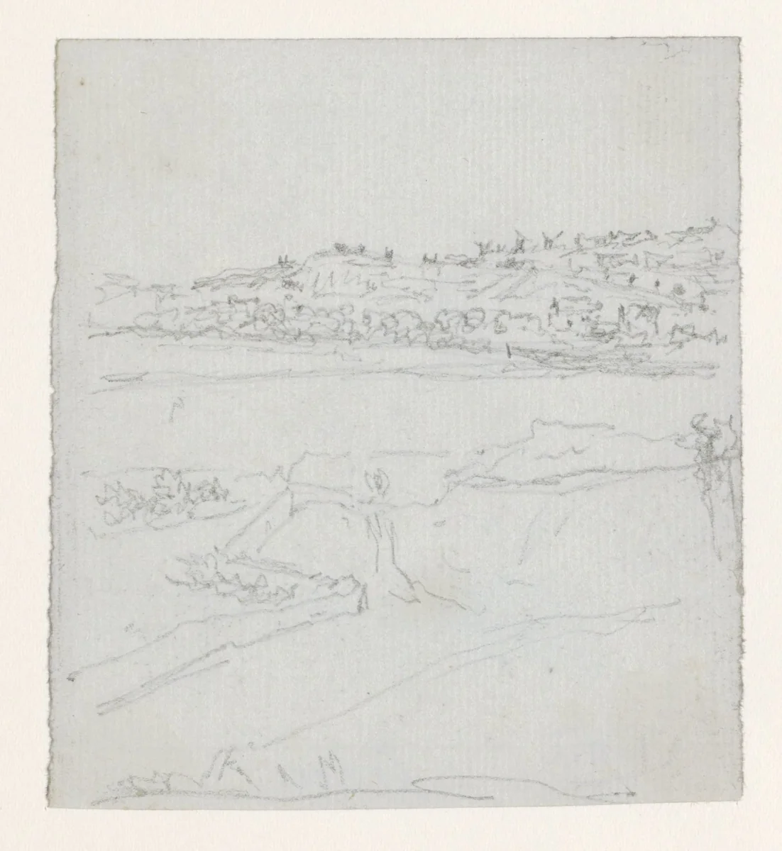 Montmartre van een grote afstand by Georges Michel, drawing, 1773-1843