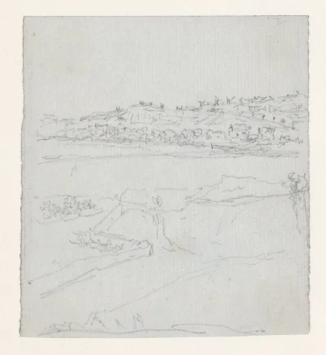 Montmartre van een grote afstand by Georges Michel, drawing, 1773-1843