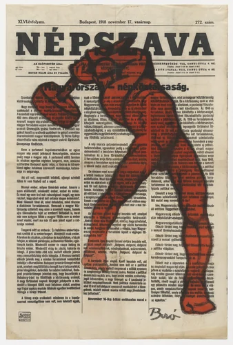 Népszava: Magyarország népköztársaság by Mihály Biró, design, 1918