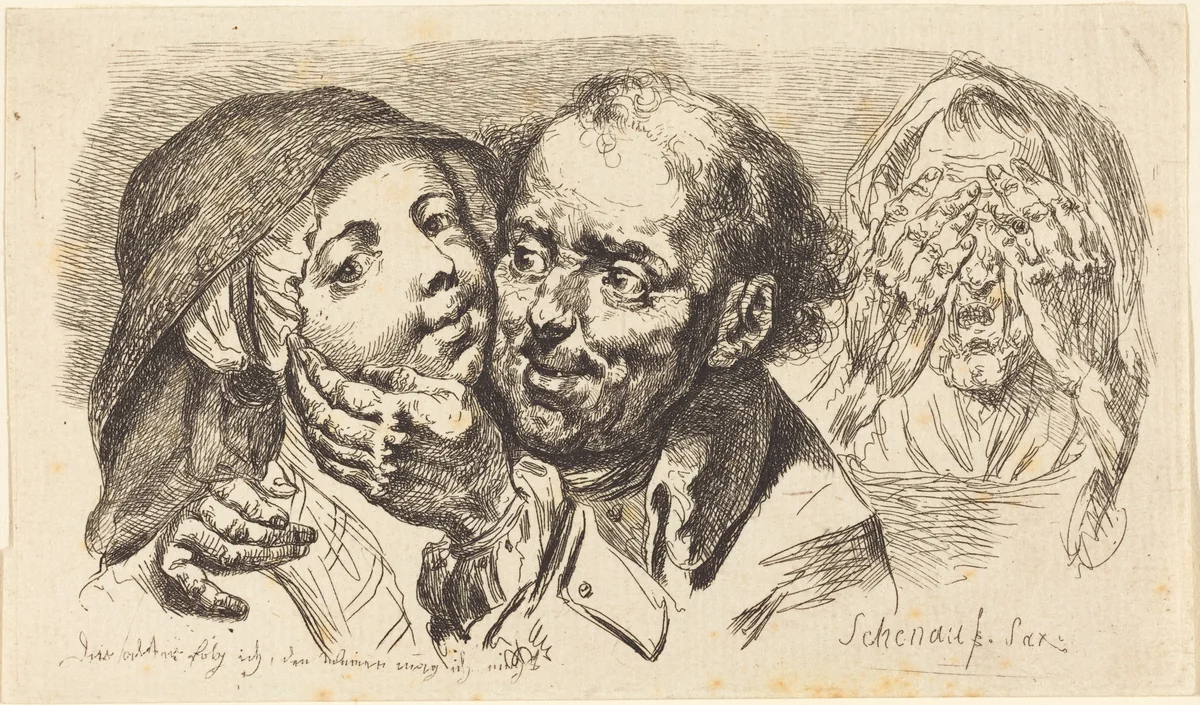 Young Woman Embraced by an Older Man by Johann Eleazar Schenau, portfolio, 1765