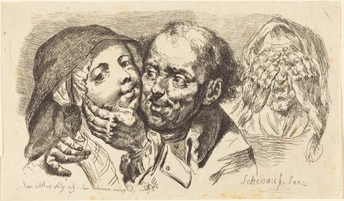 Young Woman Embraced by an Older Man by Johann Eleazar Schenau, portfolio, 1765