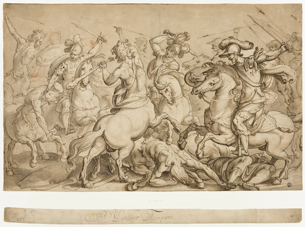 Battle of the Lapiths and Centaurs by Antonio Tempesta, drawing, 1575-1630