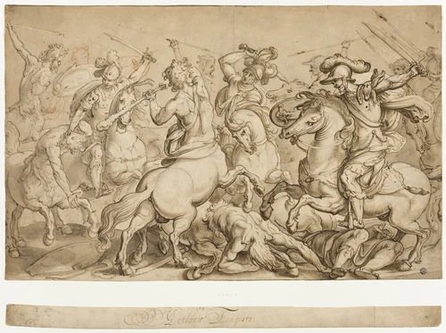 Battle of the Lapiths and Centaurs by Antonio Tempesta, drawing, 1575-1630