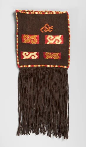 Embroidered bag with fringe by Nasca artist, textile, 600-700