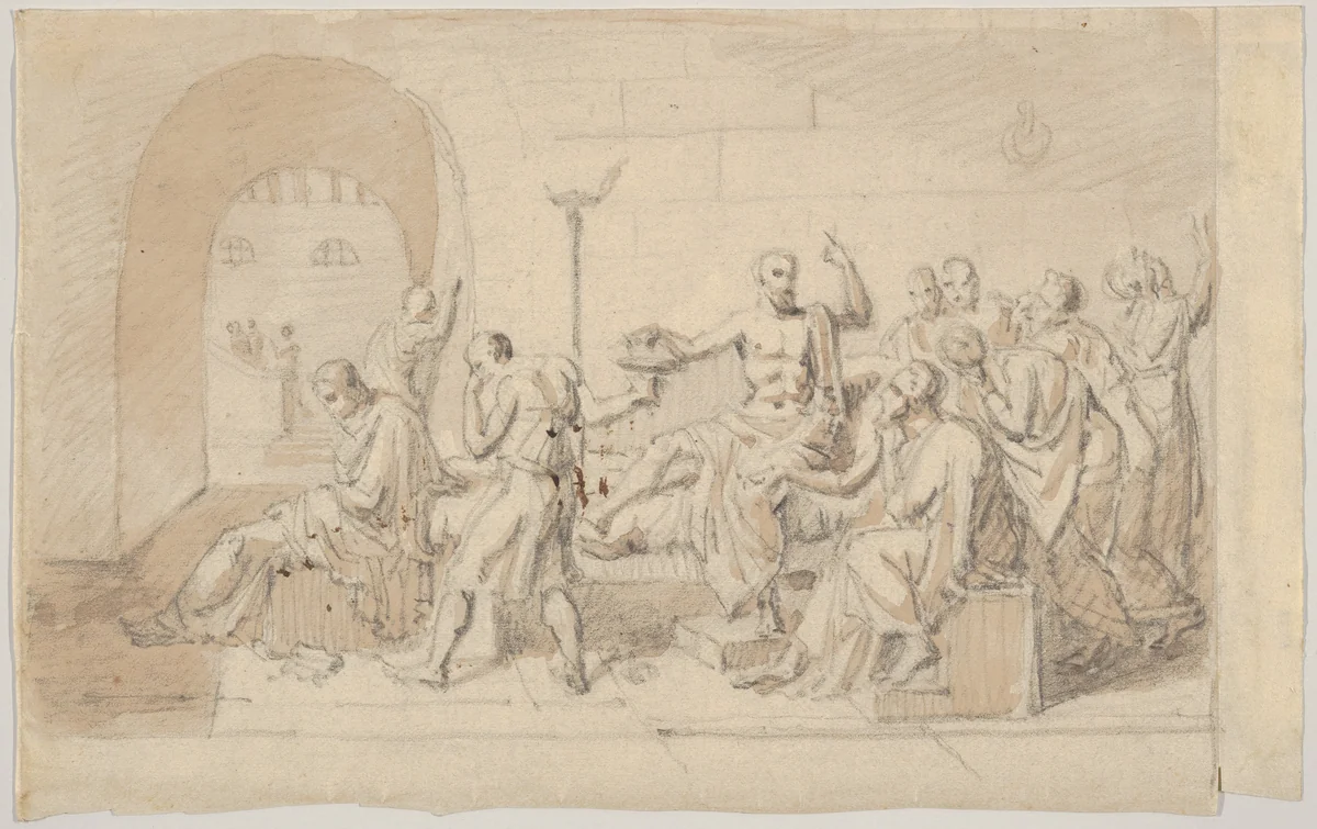 Copy after David's "The Death of Socrates" by anonymous, drawing, 1787-1899