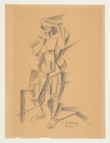 Standing Figure by Elemér de Kóródy, drawing, 1913